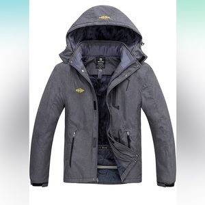 Men's Waterproof Ski Jacket Windproof Rain Jacket Winter Warm Hooded Coat